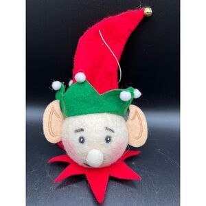Large Felt Elf Head Christmas Ornament